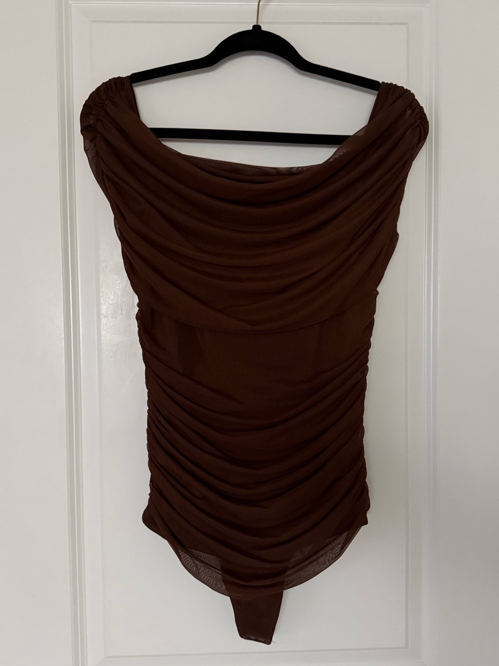 Abercrombie & Fitch Brown Ruched Draped Bodysuit